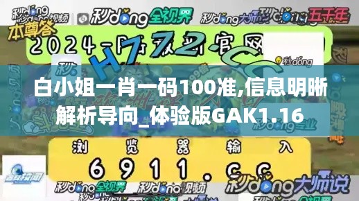 白小姐一肖一码100准,信息明晰解析导向_体验版GAK1.16