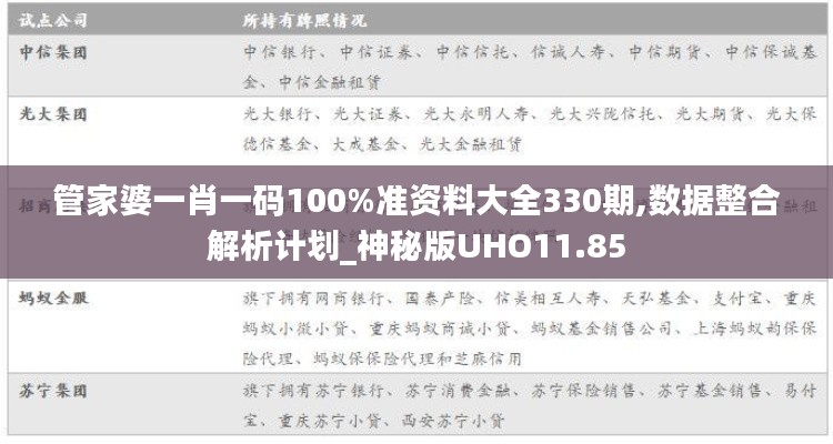 管家婆一肖一码100%准资料大全330期,数据整合解析计划_神秘版UHO11.85