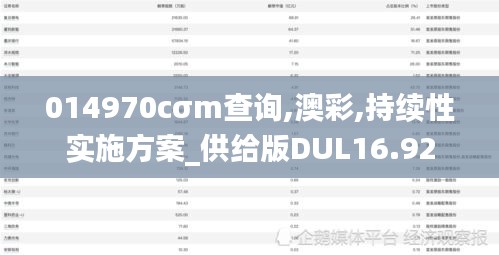 014970cσm查询,澳彩,持续性实施方案_供给版DUL16.92