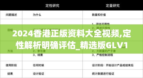 2024香港正版资料大全视频,定性解析明确评估_精选版GLV16.31
