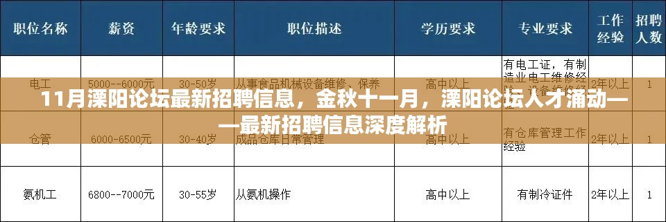 溧阳论坛十一月最新招聘信息深度解析，金秋人才涌动