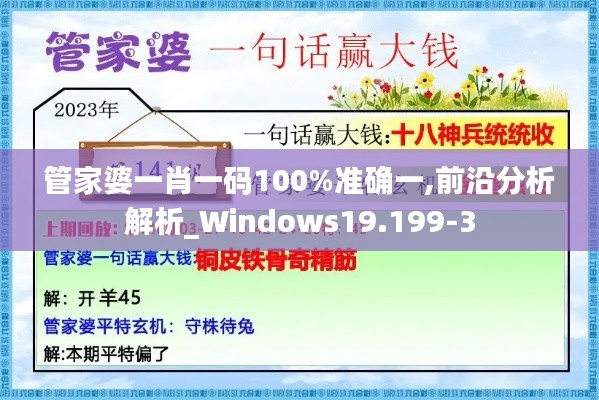 管家婆一肖一码100%准确一,前沿分析解析_Windows19.199-3