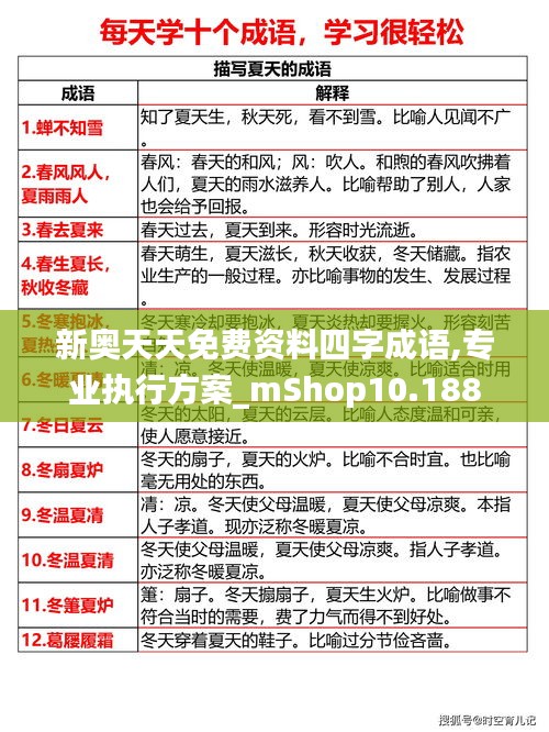 新奥天天免费资料四字成语,专业执行方案_mShop10.188