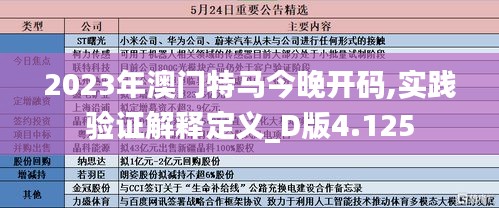 2023年澳门特马今晚开码,实践验证解释定义_D版4.125
