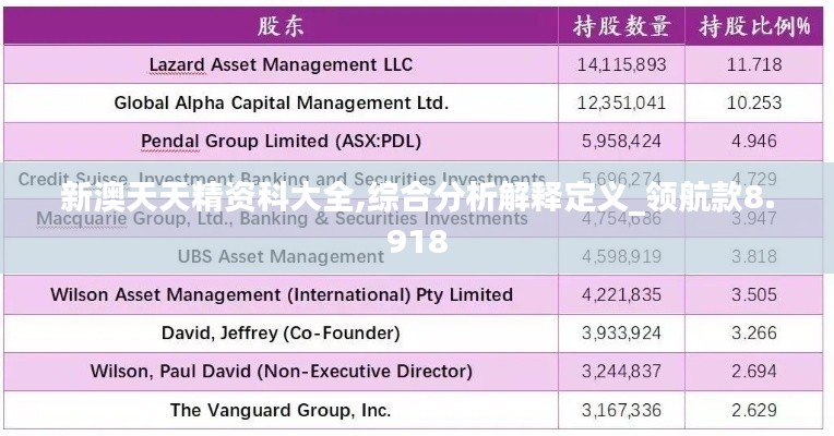 新澳天天精资科大全,综合分析解释定义_领航款8.918