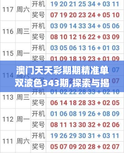 澳门天天彩期期精准单双波色343期,探索与揭秘_DX版17.726