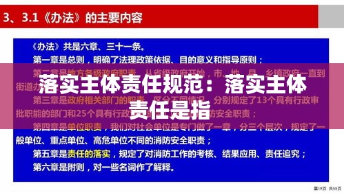落实主体责任规范：落实主体责任是指 