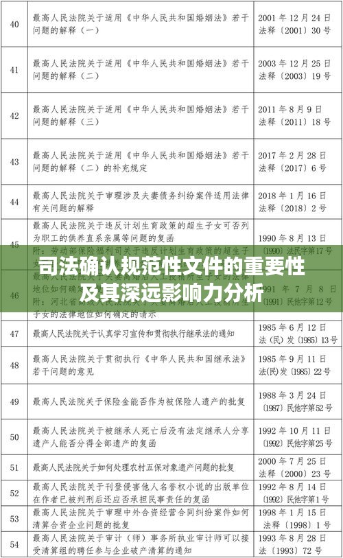 司法确认规范性文件的重要性及其深远影响力分析