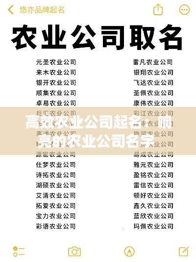高效农业公司起名：响亮的农业公司名字 