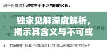独家见解深度解析，揭示其含义与不可或缺的重要性