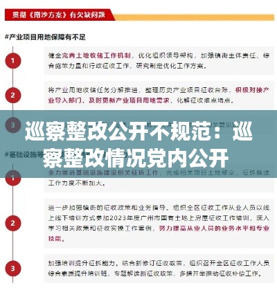 巡察整改公开不规范：巡察整改情况党内公开 