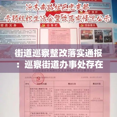 街道巡察整改落实通报：巡察街道办事处存在问题 