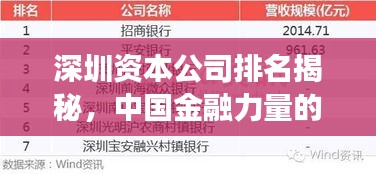 深圳资本公司排名揭秘，中国金融力量的关键节点重磅榜单揭晓！