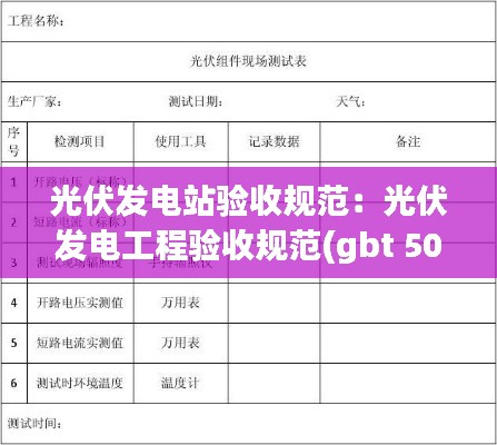 光伏发电站验收规范：光伏发电工程验收规范(gbt 50796-2012) 