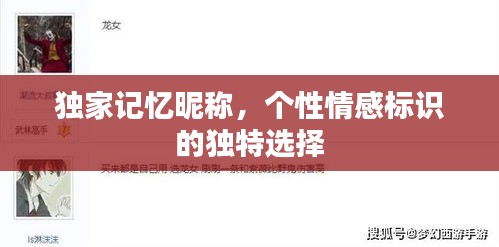 独家记忆昵称，个性情感标识的独特选择