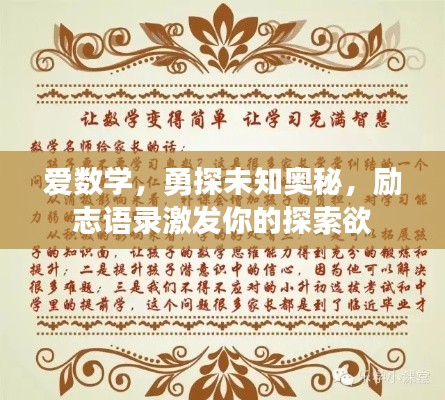 爱数学，勇探未知奥秘，励志语录激发你的探索欲
