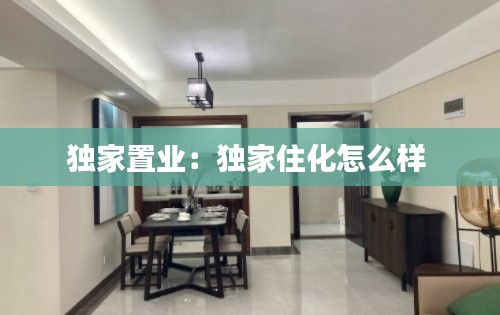 独家置业：独家住化怎么样 