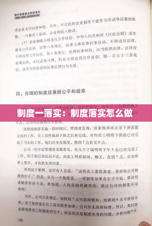 制度一落实：制度落实怎么做 