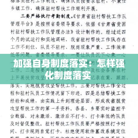 加强自身制度落实：怎样强化制度落实 