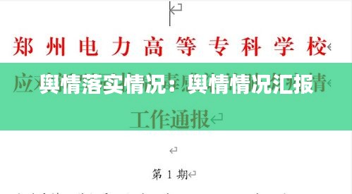 舆情落实情况：舆情情况汇报 