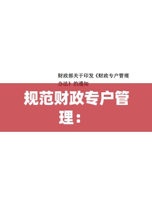 规范财政专户管理： 
