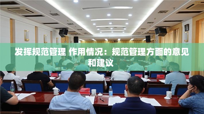 发挥规范管理 作用情况：规范管理方面的意见和建议 