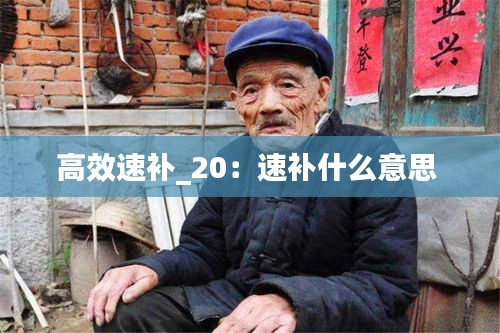 高效速补_20：速补什么意思 
