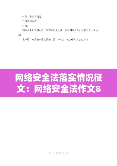 网络安全法落实情况征文：网络安全法作文800字 