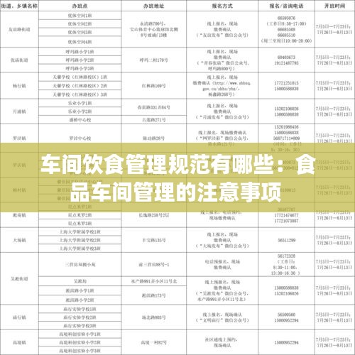 车间饮食管理规范有哪些：食品车间管理的注意事项 