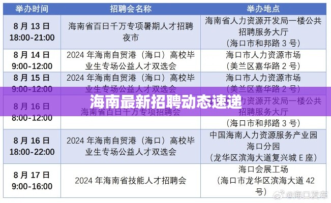 海南最新招聘动态速递
