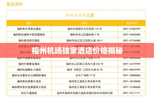 福州机场独家酒店价格揭秘