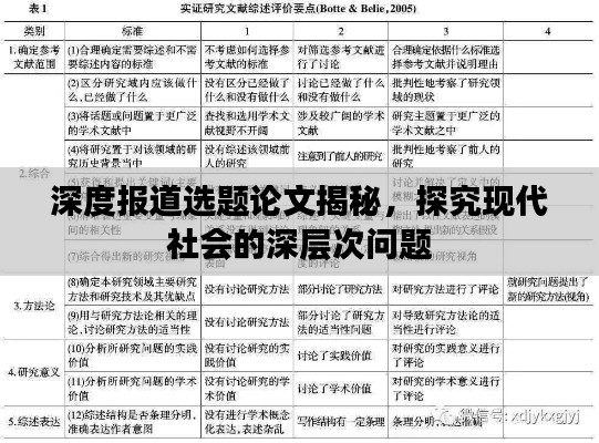深度报道选题论文揭秘，探究现代社会的深层次问题