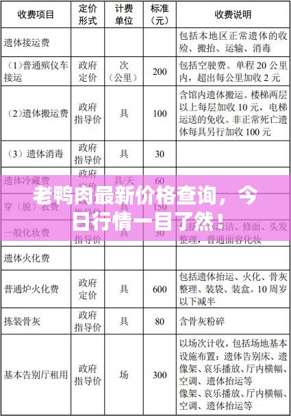 老鸭肉最新价格查询，今日行情一目了然！