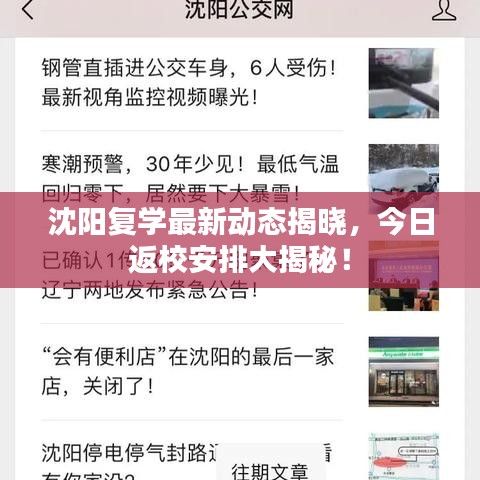 沈阳复学最新动态揭晓，今日返校安排大揭秘！