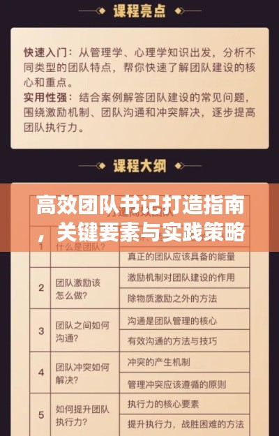 高效团队书记打造指南，关键要素与实践策略全解析