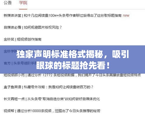 独家声明标准格式揭秘，吸引眼球的标题抢先看！
