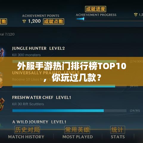 外服手游热门排行榜TOP10，你玩过几款？