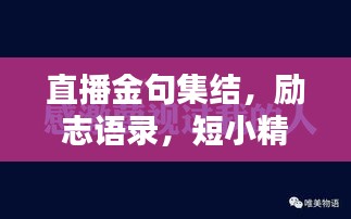 直播金句集结，励志语录，短小精悍，百度必收！