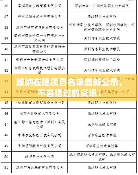 版纳在建项目名单最新公示，不容错过的资讯！