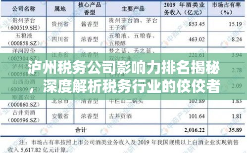 泸州税务公司影响力排名揭秘，深度解析税务行业的佼佼者
