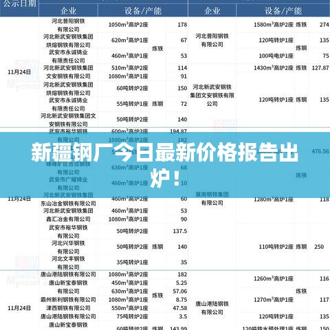 新疆钢厂今日最新价格报告出炉！