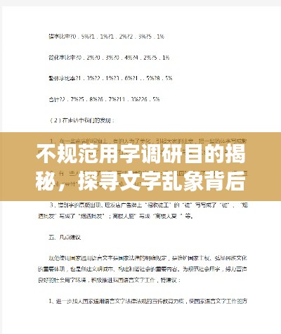 不规范用字调研目的揭秘，探寻文字乱象背后的深层影响与应对之道