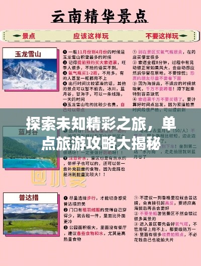 探索未知精彩之旅，单点旅游攻略大揭秘