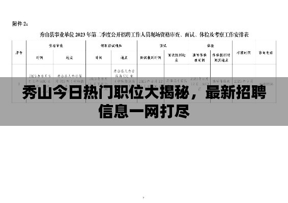 秀山今日热门职位大揭秘，最新招聘信息一网打尽