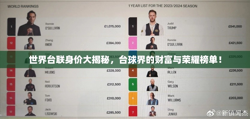 世界台联身价大揭秘，台球界的财富与荣耀榜单！