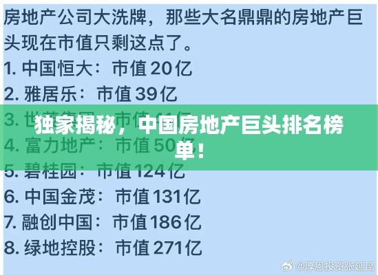 独家揭秘，中国房地产巨头排名榜单！