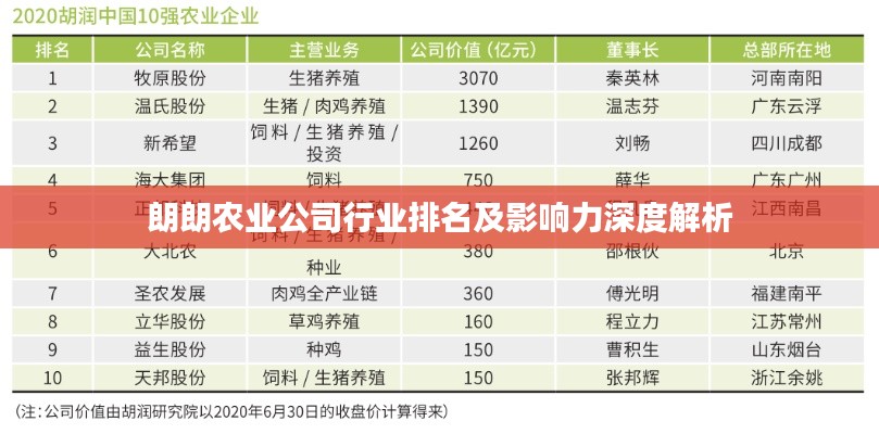朗朗农业公司行业排名及影响力深度解析