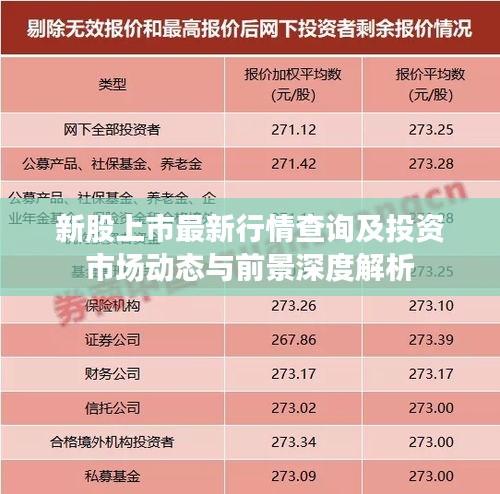 新股上市最新行情查询及投资市场动态与前景深度解析