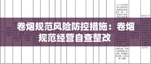 卷烟规范风险防控措施：卷烟规范经营自查整改 